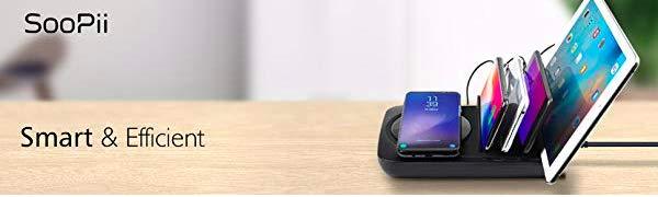 Soopii Wiv6 - 5In1 - 4 Ports Usb and Wireless Charging Station - Black - Tashqila Soopii Wiv6 - 5In1 - 4 Ports Usb and Wireless Charging Station - Black - Tashqila